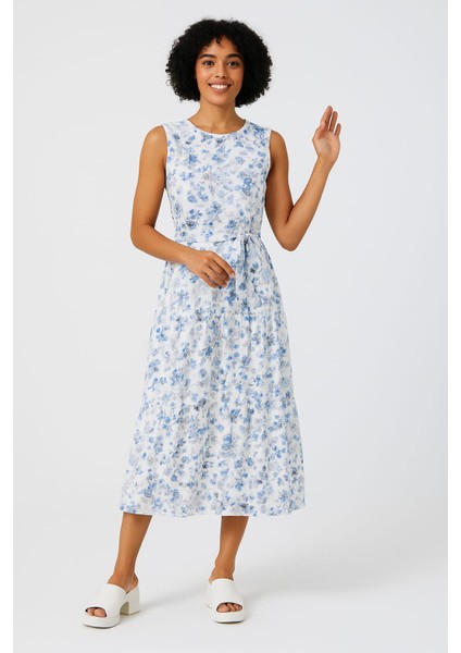 Kadın Çiçek Desenli Kuşak Detaylı Rahat Elbise fiyatları