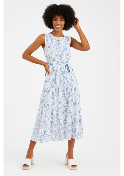 Kadın Çiçek Desenli Kuşak Detaylı Rahat Elbise indirimleri