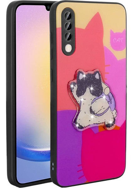 Samsung Galaxy A70 Uyumlu Ikonik Figürlü Kabartmalı Parlayan Kapak Kılıf