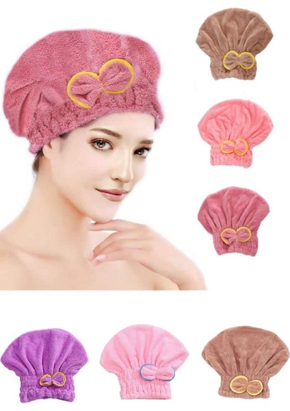 Çarşı Hanem Saç Kurutma Bonesi Kafa Havlusu Duş Bonesi Islak Saç Kurulama Bonesi Mikrofiber 1 Adet