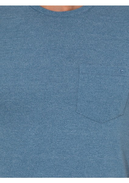 Erkek İndigo Bisiklet Yaka Slim Fit T-Shirt 50240270-VR028