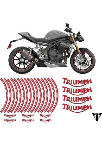 Trıumph Kırmızı Jant Şeridi Jant Içi Yazılı Sticker