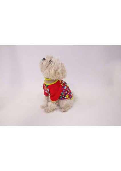 Kedi Köpek Kışlık Kıyafet – Kırmızı Içi Şardonlu Desenli Sweat