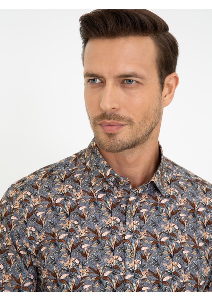Erkek Kahverengi Slim Fit Uzun Kollu Gömlek 50239693-VR029 fiyatları