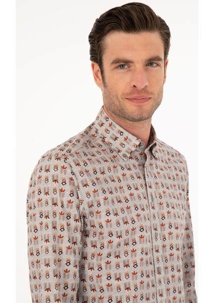 Erkek Gri Slim Fit Uzun Kollu Gömlek 50239717-VR024 fiyatları