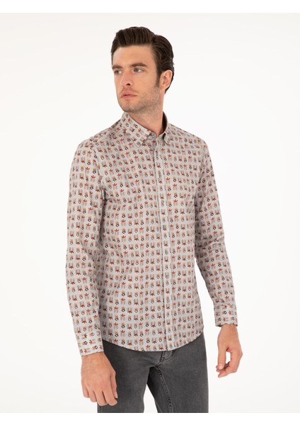 Erkek Gri Slim Fit Uzun Kollu Gömlek 50239717-VR024 modelleri