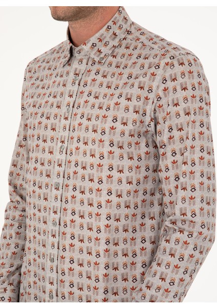 Erkek Gri Slim Fit Uzun Kollu Gömlek 50239717-VR024