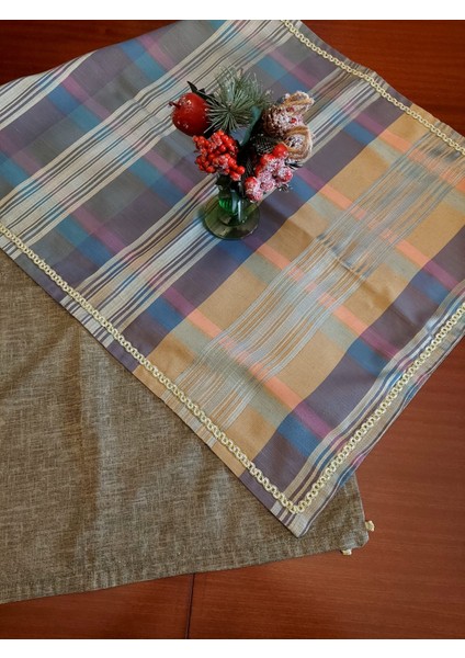 56X140CM Runner Çift Taraflı El Yapım Özel Dikim Ekoseli Yeşil Ev Tekstil 1 Adet