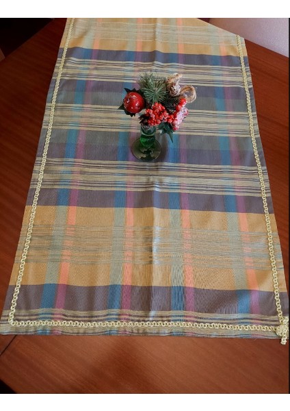 56X140CM Runner Çift Taraflı El Yapım Özel Dikim Ekoseli Yeşil Ev Tekstil 1 Adet modelleri