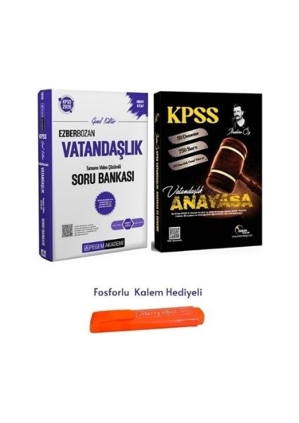 Pegem ve Doktrin 2026 Kpss Vatandaşlık Soru Bankası ve 50 Deneme + Fosforlu Kalem Hediyeli (2 Kitap)