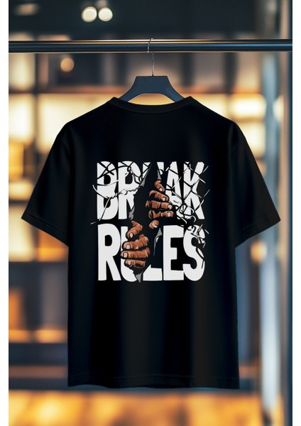 Break Rules %100 Pamuk Premium Kalite Sırt Baskılı T-Shirt