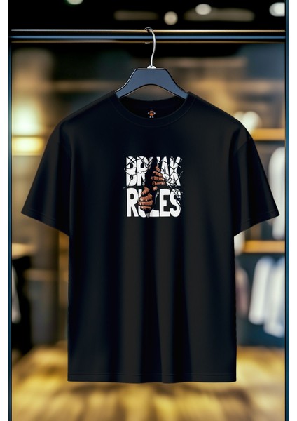 Break Rules %100 Pamuk Premium Kalite Sırt Baskılı T-Shirt fiyatları