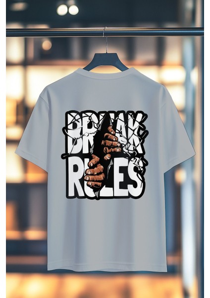 Break Rules %100 Pamuk Premium Kalite Sırt Baskılı T-Shirt