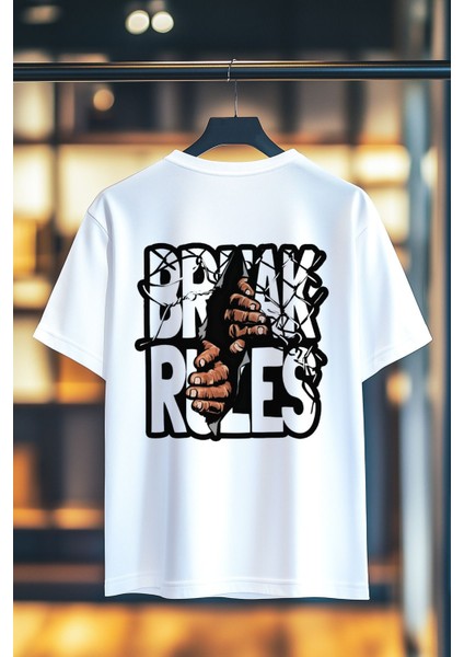Break Rules %100 Pamuk Premium Kalite Sırt Baskılı T-Shirt