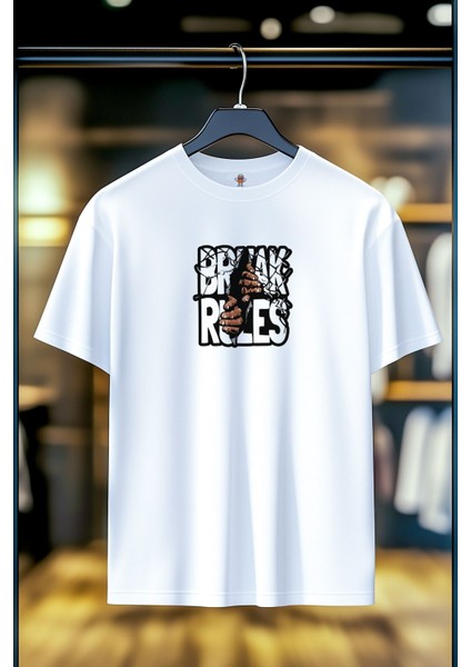Break Rules %100 Pamuk Premium Kalite Sırt Baskılı T-Shirt fiyatları
