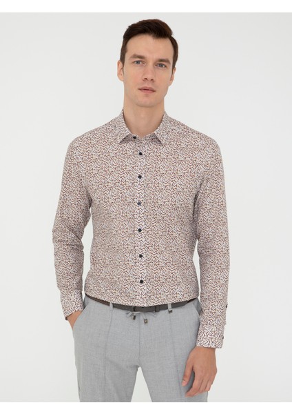 Erkek Bordo Slim Fit Uzun Kollu Gömlek 50239706-VR014