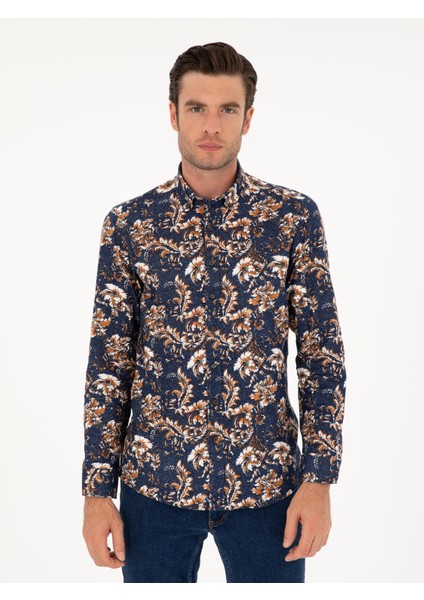 Erkek İndigo Slim Fit Uzun Kollu Gömlek 50239588-VR028 modelleri