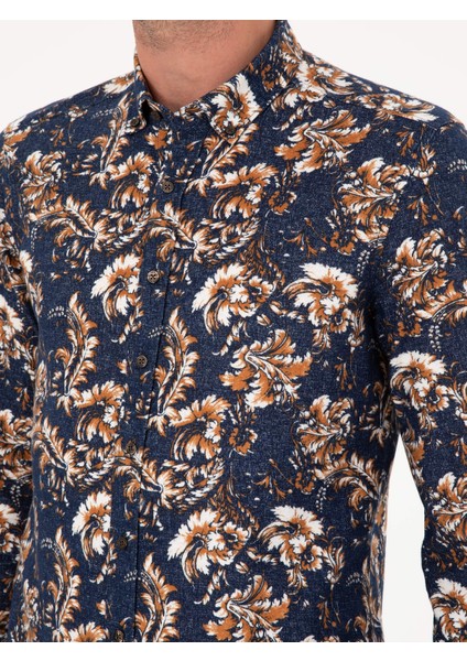 Erkek İndigo Slim Fit Uzun Kollu Gömlek 50239588-VR028