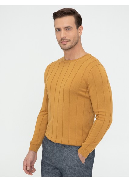 Erkek Hardal Slim Fit Bisiklet Yaka Triko Kazak 50240208-VR072 modelleri