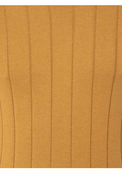 Erkek Hardal Slim Fit Bisiklet Yaka Triko Kazak 50240208-VR072