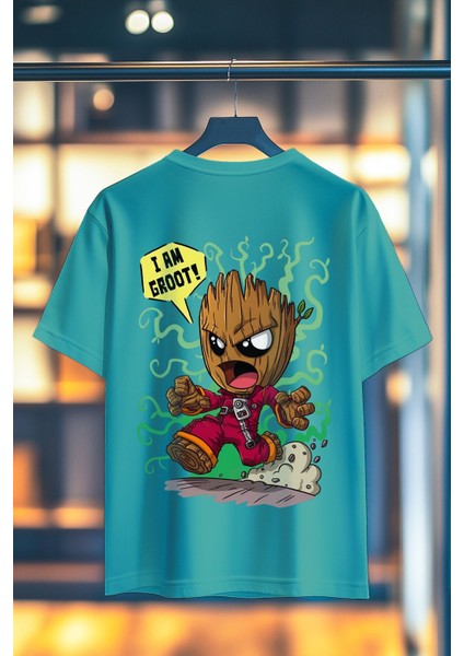 I Am Groot %100 Pamuk Premium Kalite Sırt Baskılı T-Shirt