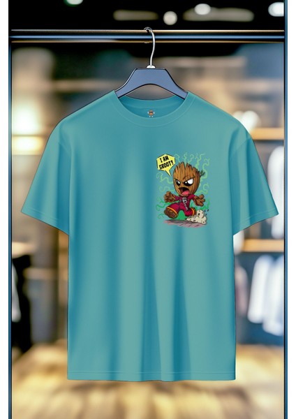 I Am Groot %100 Pamuk Premium Kalite Sırt Baskılı T-Shirt fiyatları