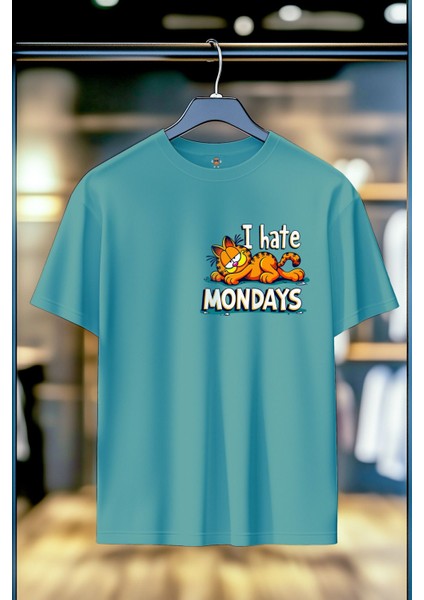 Garfield Hates Mondays %100 Pamuk Premium Kalite Unisex T-Shirt