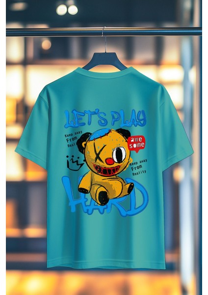 Lets Play Hard %100 Pamuk Premium Kalite Sırt Baskılı T-Shirt