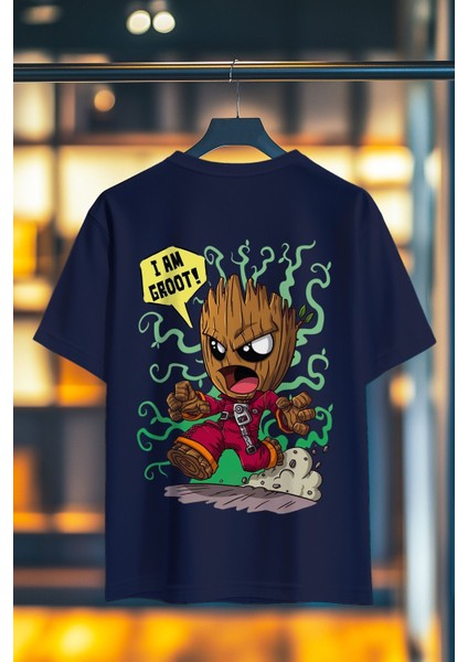 I Am Groot %100 Pamuk Premium Kalite Sırt Baskılı T-Shirt