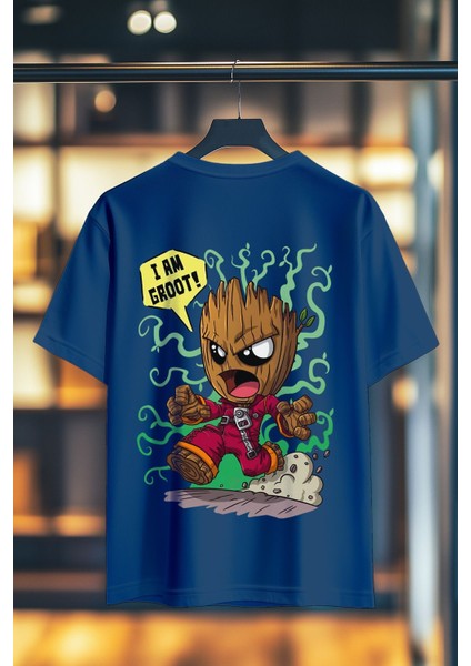 I Am Groot %100 Pamuk Premium Kalite Sırt Baskılı T-Shirt