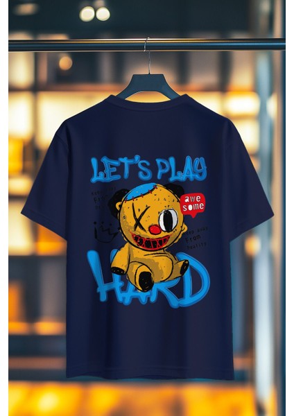 Lets Play Hard %100 Pamuk Premium Kalite Sırt Baskılı T-Shirt