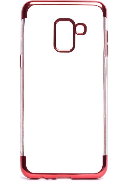 Galaxy A8 2018 Kılıf Ince Köşeleri Renkli Şeffaf Silikon