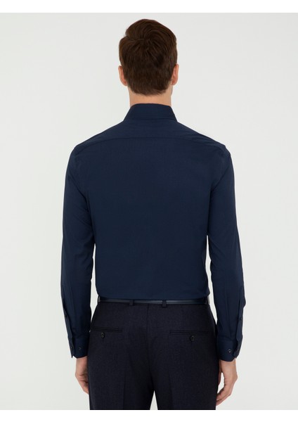 Erkek Lacivert Slim Fit Uzun Kollu Basic Gömlek 50242782-VR033