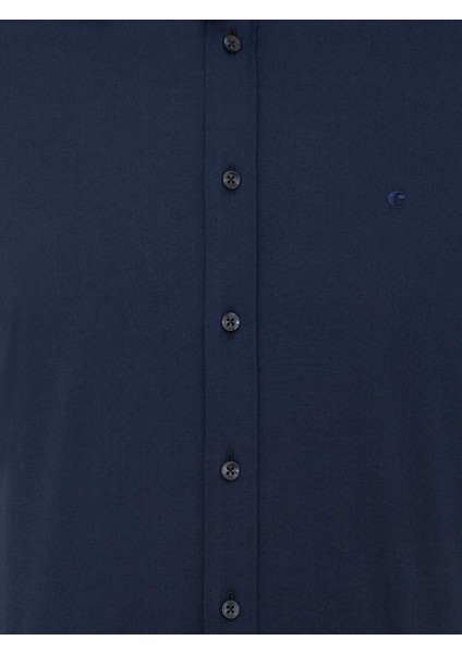 Erkek Lacivert Slim Fit Uzun Kollu Basic Gömlek 50242782-VR033