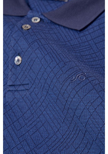 Erkek Lacivert Polo Yaka Desenli Kısa Kollu T-Shirt fırsatları