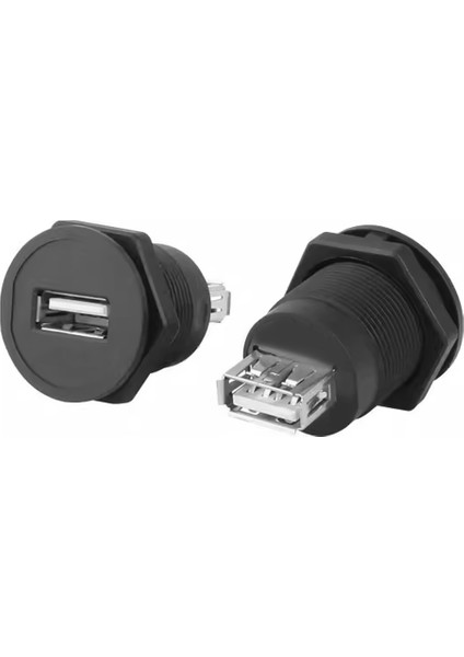 USB-01C-BK 22 mm Pano Tip Siyah USB A Dişi Soket (4172)