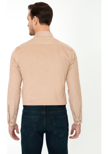 Erkek Bej Slim Fit Uzun Kollu Gömlek 50245389-VR011