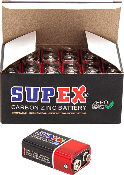 Supex 6F22 9 Volt Pil (12 Li Paket) (4172)