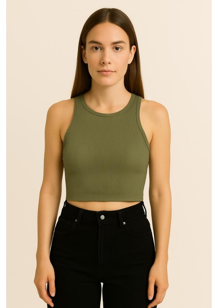 KADIN CROP TOP (2025 Summer Kısa Kolsuz Crop %95 Pamuk %5 Elastan Slim Fit)
