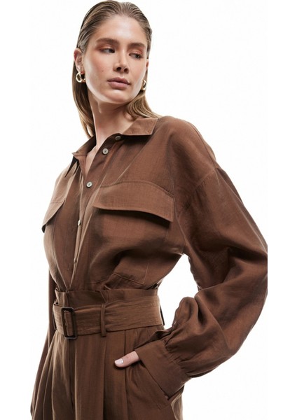 Kadın x Sima Tarkan - Kapaklı Cep Detaylı Modal Kumaş Uzun Kollu Klasik Yaka Gömlek 5SAK60082EW fiyatları