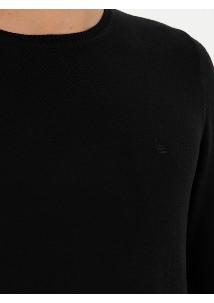 Erkek Siyah Slim Fit Bisiklet Yaka Basic Triko Kazak 50245040-VR046