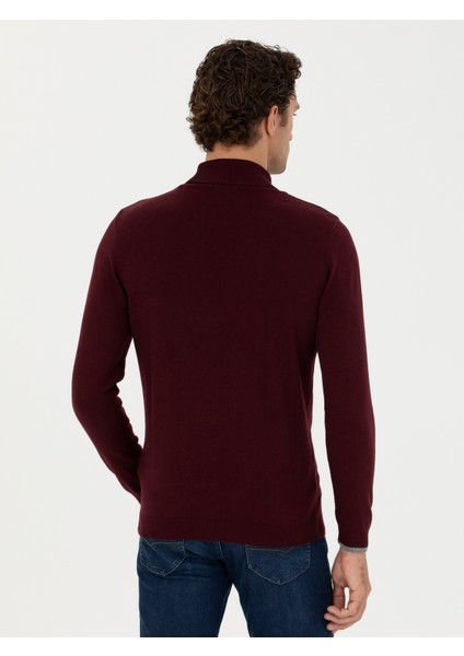 Erkek Bordo Slim Fit Pamuk Karışımlı Balıkçı Yaka Basic Triko Kazak 50245058-VR014 indirimleri