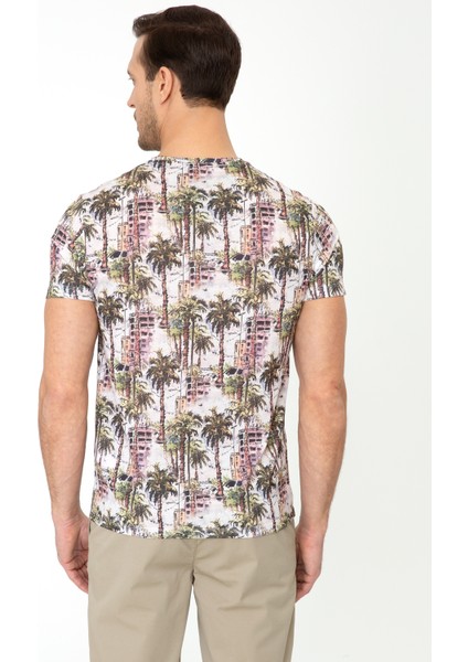Erkek Haki Bisiklet Yaka Slim Fit T-Shirt 50247629-VR027