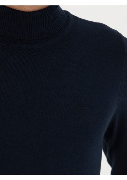 Erkek Lacivert Slim Fit Balıkçı Yaka Basic Triko Kazak 50245058-VR033