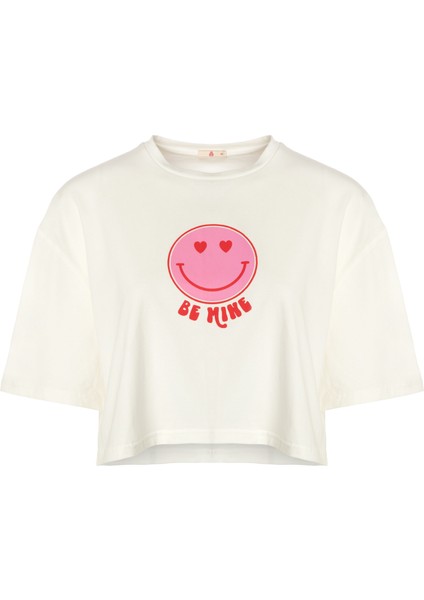 Kadın Pamuklu Kısa Kollu Kalpli Pijama Takımı