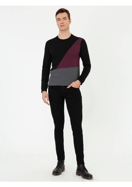 Erkek Siyah Slim Fit Sweatshirt 50246000-VR046