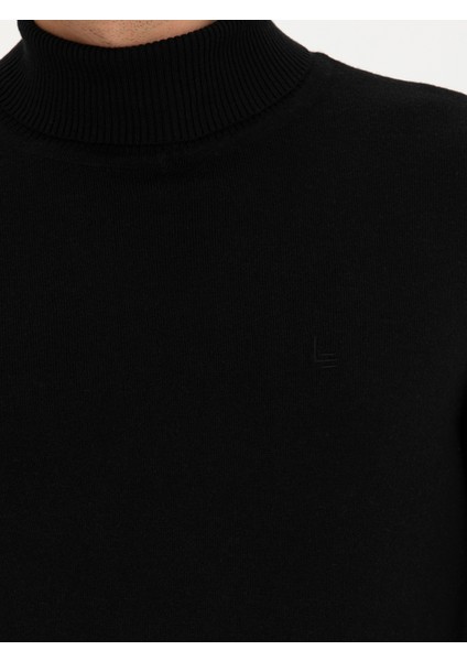Erkek Siyah Slim Fit Balıkçı Yaka Basic Triko Kazak 50245058-VR046