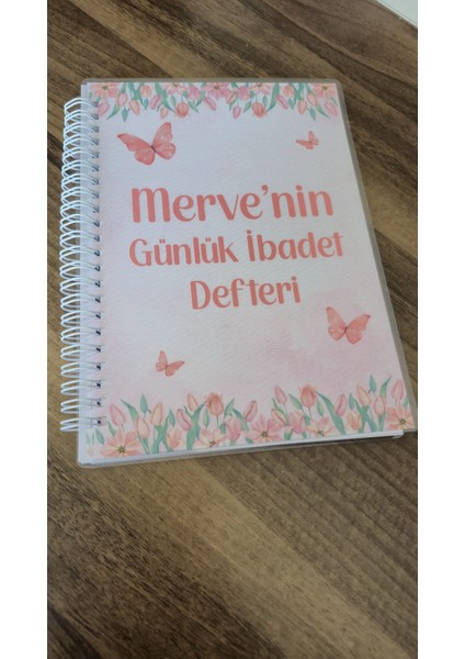 Kişiye Özel Ibadet Defteri Namaz Zikir ve Cüz Takibi Pembe Kelebekli