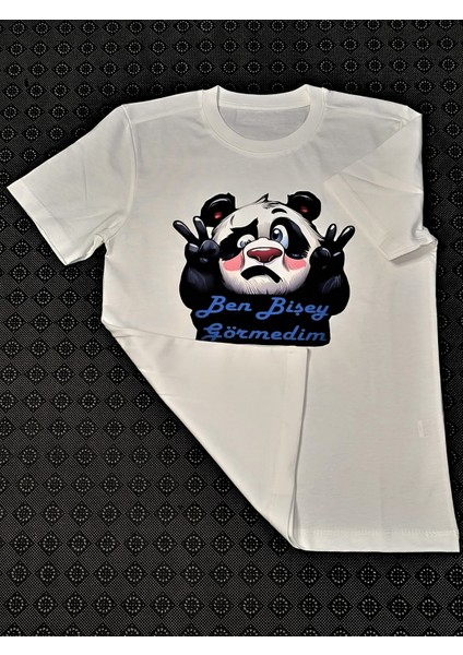 Muzip Panda Baskılı Pamuklu Unisex Çocuk Tişörtü