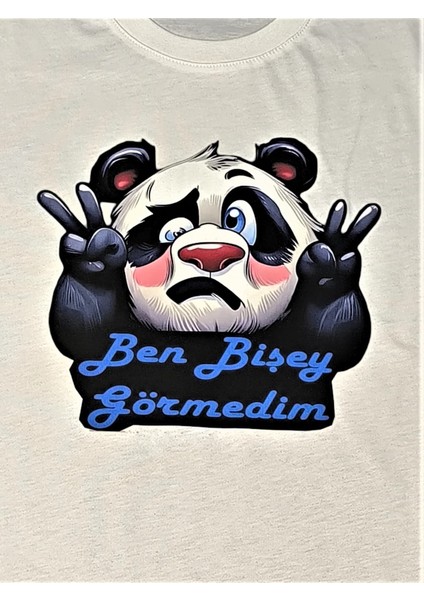 Muzip Panda Baskılı Pamuklu Unisex Çocuk Tişörtü